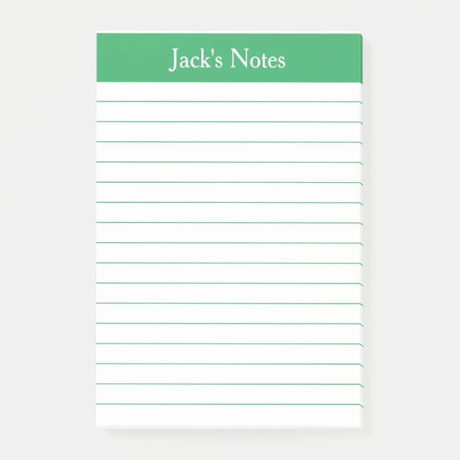 Classic Green Lined Personalized Post-it Notes (Front)