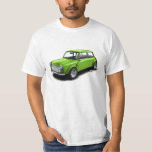 Classic Green Mini Car on White T-Shirt