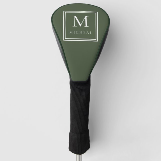 Classic Green Monogram Golf Head Cover (Front)