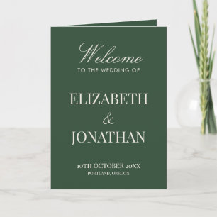 Classic Green Old Money Elegant Folded Wedding Program