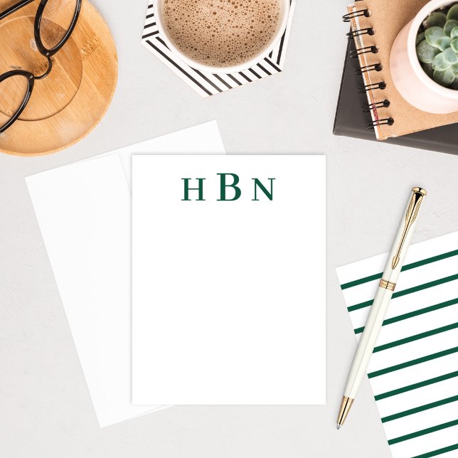 Classic Green Personalized Monogram Initials Card (Creator Uploaded)