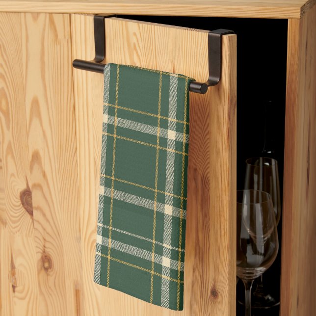 Classic Green Plaid Christmas Kitchen Towel (Thirds Fold)