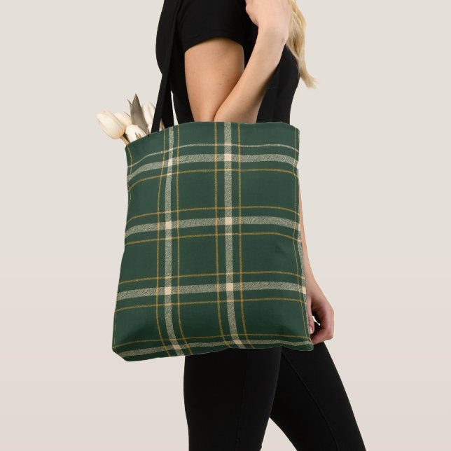 Classic Green Plaid Christmas Tote Bag (Close Up)