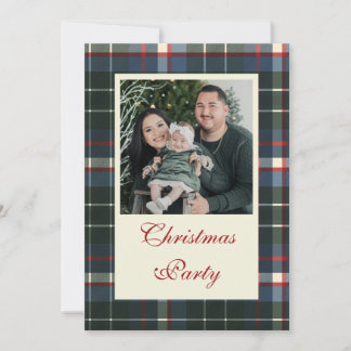 Classic Green Plaid pattern Christmas party Invite