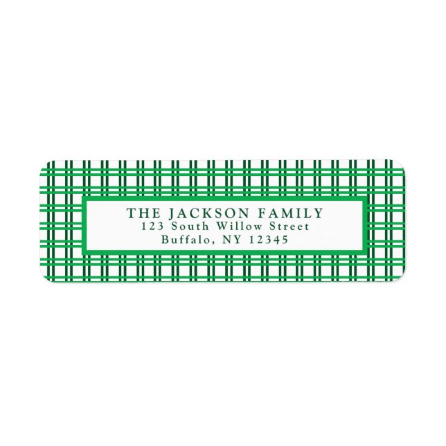 Classic Green Plaid Return Address Label (Front)