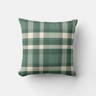 Classic Green Plaid Throw Pillow