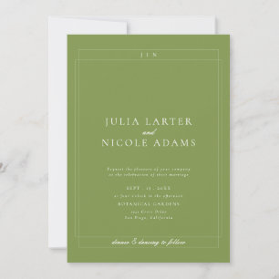 Classic Green QR Code Detail RSVP Registry Wedding Invitation