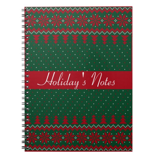 Classic Green & Red Crisscross Spiral Notebook (Front)