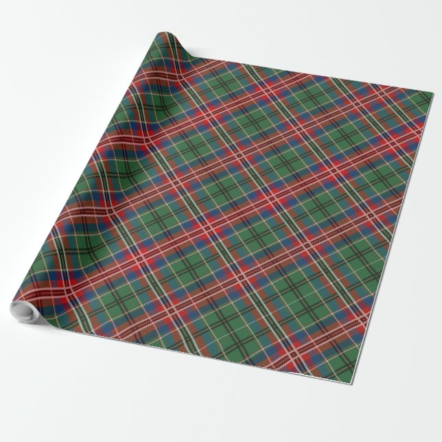 Classic Green Red Plaid Elegant Tartan Wrapping Paper (Unrolled)