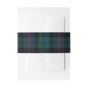 Classic Green & Red Tartan Christmas Invitation Belly Band