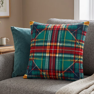Classic Green Red Tartan Plaid Throw Pillow
