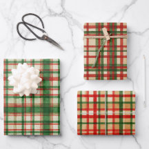 Classic Green Red Watercolor Plaid Art Pattern