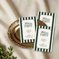 Classic Green Stripe Wedding Welcome Party