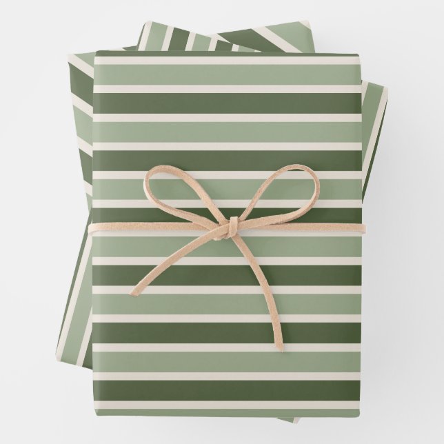Classic Green Stripes Christmas Wrapping Paper Sheet (In situ)
