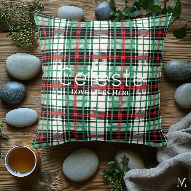 Classic Green Tartan Plaid Pattern Design  Throw Pillow (Creator Uploaded)