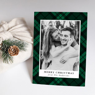Classic Green Tartan Plaid Photo Holiday Card