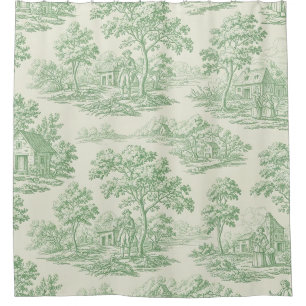 Classic Green Toile Farm Landscape