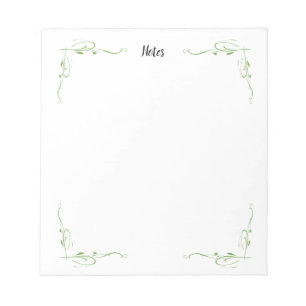 Classic Green Vines Corner Boarder Outline Notepad