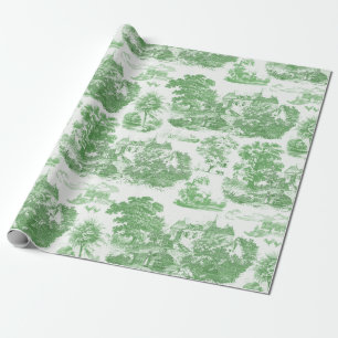 Classic Green Vintage French Chateau Toile Wrapping Paper