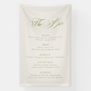 Classic Green Wedding Bar Menu Reception Décor Banner