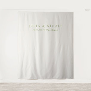 Classic Green Wedding Welcome Backdrops Banner Tapestry