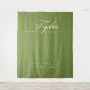 Classic Green Wedding Welcome Backdrops Banner Tapestry