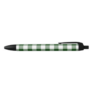 Classic Green White Buffalo Check Plaid Pattern Black Ink Pen