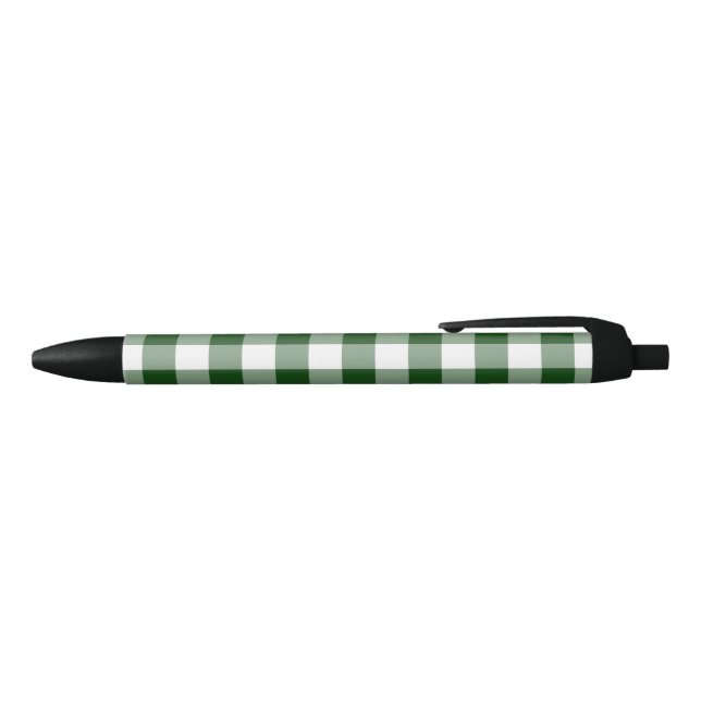 Classic Green White Buffalo Check Plaid Pattern Black Ink Pen (Top)