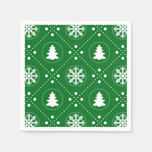 Classic Green White Christmas Pattern Napkin (Front)