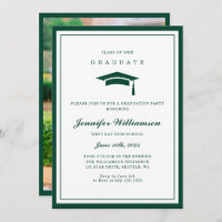 Classic Green & White Script Graduation Photo