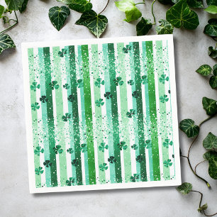Classic Green White Vertical Stripes Shamrocks Napkin