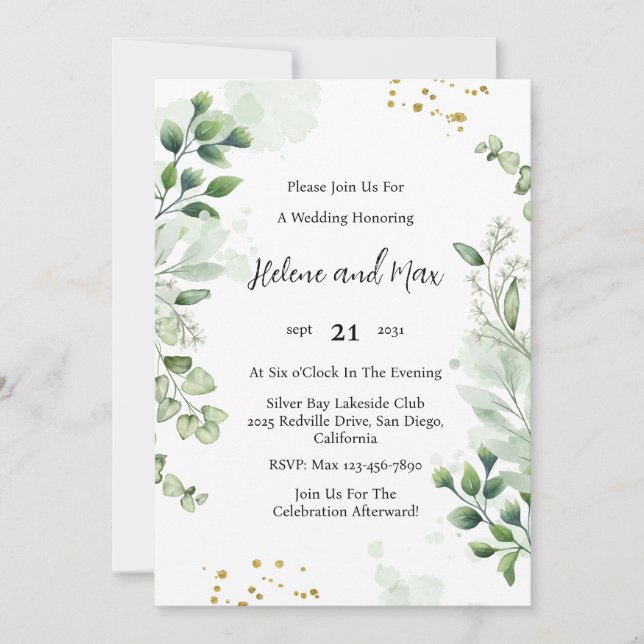 Classic Greenery Border Wedding Invitation (Front)