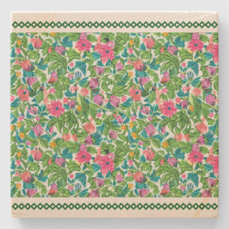 Classic greenery lace with summer flower garden  stone coaster