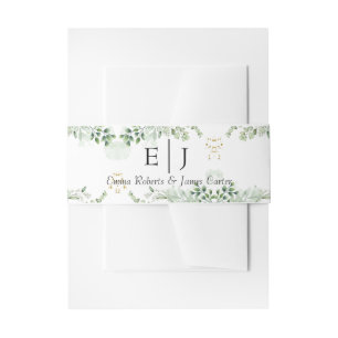 Classic Greenery Monogram Invitation Belly Band