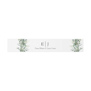 Classic Greenery Monogram Invitation Belly Band