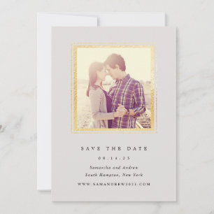 Classic Grey and Gold Frame Photo Save The Date