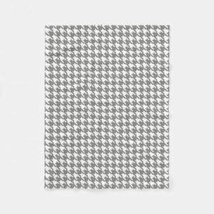 Classic Grey and White Houndstooth Pattern Fleece Blanket