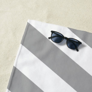 Classic grey and white vintage stripes beach towel