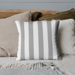 Classic grey and white vintage stripes  throw pillow