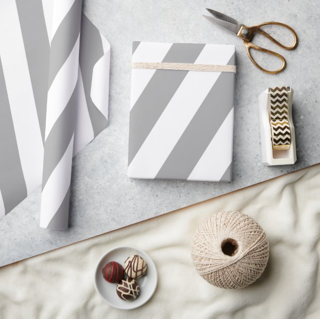 Classic grey and white vintage stripes wrapping paper (Crafts)