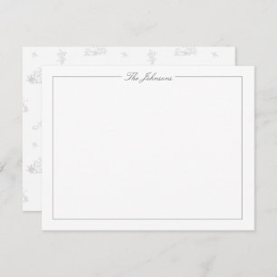 Classic Grey Border Personalized Stationery Card