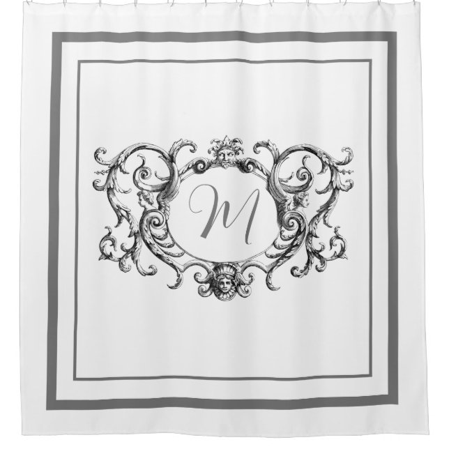 Classic grey Border Script Monogram  (Front)