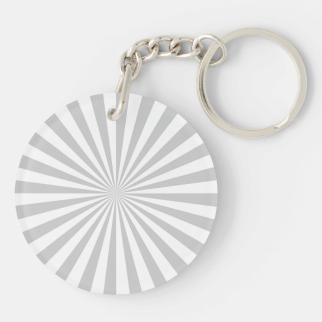 Classic Grey Burst Spinning Wheel Customize This! Keychain (Back)