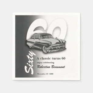 Classic Grey Car Turns 60th Birthday Napkin