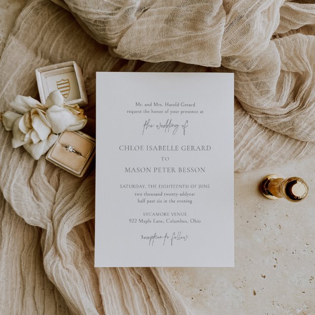 Classic Grey Elegant Wedding Invitation (Creator Uploaded)