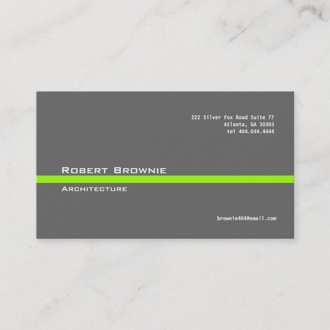 Classic Grey Green Line Business Card (Front)