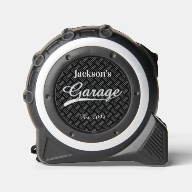 Classic Grey Grey Garage Personalized Tape Measure 1 (Front)