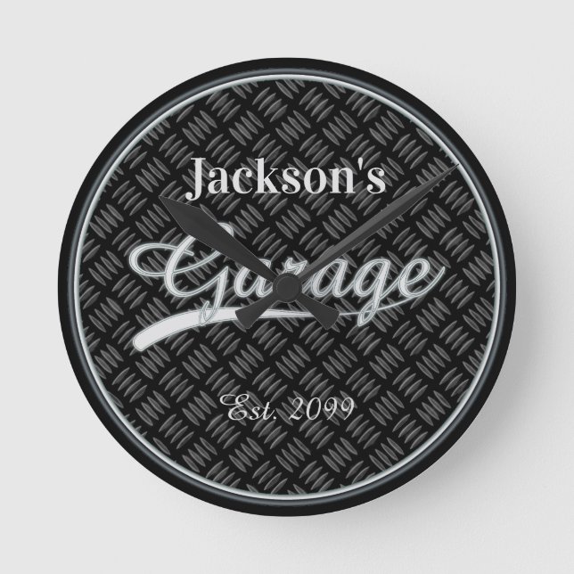 Classic Grey Grey Garage Wall Clock (Front)