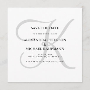 Classic Grey Monogram Save the Date