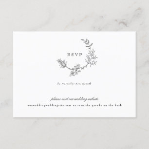 classic grey monogram website QR CODE BACK wedding RSVP Card